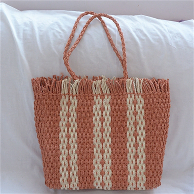 Hand-Woven Striped Handbag Fashion Versatile Shoulder Bag for Women