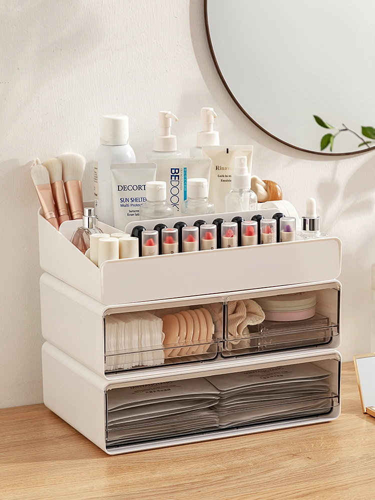 Desktop Drawer Stackable Medicine Office Stationery Storage Cabinet Cosmetics Lipstick Storage Box Plastic Make up Jewelry Organizer Drawer Chest